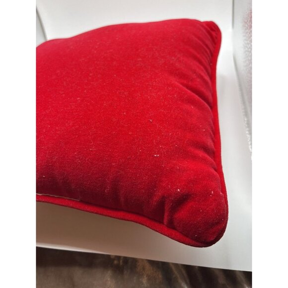 Vintage Needlepoint Xmas Santa Hand Embroidered Wool & Velvet Pillow NICE - Picture 13 of 15